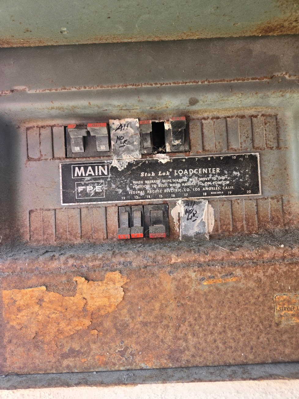 A Federal Pacific Stab-Lok electrical panel found in a Santa Barbara home.
